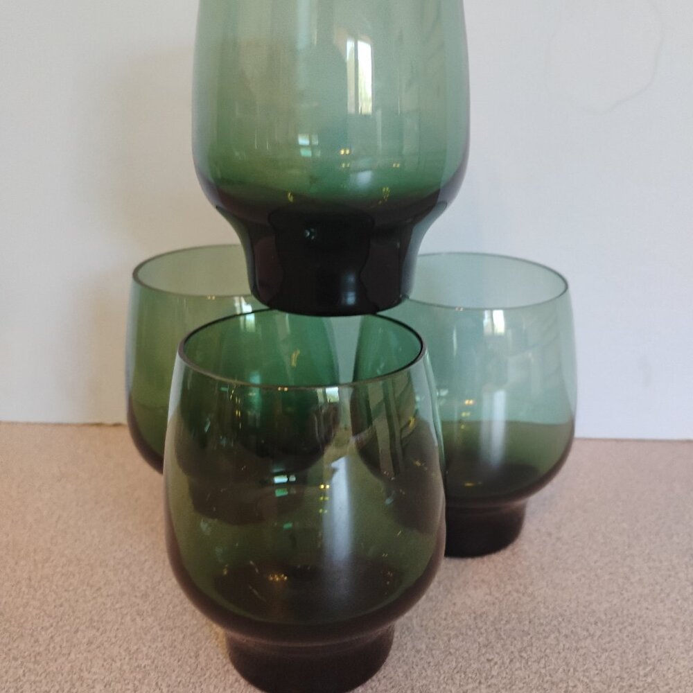 Libbey MCM Tempo Pattern Lage Juice Glasses, Teal, set of 4